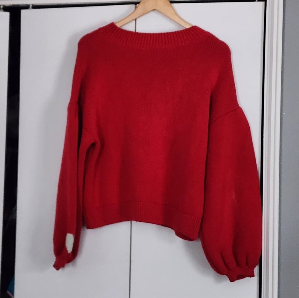 Maeve Take Me To Milan Red Crew Neck Sweater - Picture 3 of 5